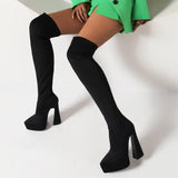 SaraIris Handmade Thigh High Pointed Toe Platform Boots - Sexy Over The Knee Boots for Winter Parties - Alt Style Clothing