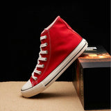 Flats Shoes All Black White Red Casual Shoes Canvas Shoes Lace-Up High Top