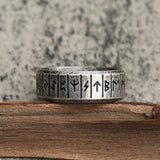 Vintage Viking Rune Stainless Steel Biker Ring with Simple Design - Alt Style Clothing