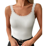 Solid Lace Strap Vest Sleeveless Underwear Splice Tank Top - Alt Style Clothing