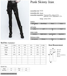 Punk Rock Heavy Metal Long pants Casual Black Skinny Slim Fit Zipper - Alt Style Clothing