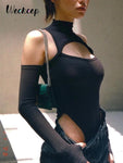 Black Hollow Out Sexy Bodysuit - Alt Style Clothing