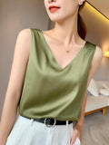 V-Neck Silk Satin Camisole Top - Ice Silk Material - Alt Style Clothing