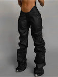 Shiny Low-Waisted Faux Leather Pants - Alt Style Clothing