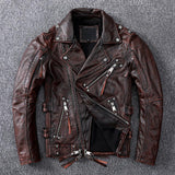 Motorcycle Leather Jacket Men Slim Fit Vintage - Alt Style Clothing