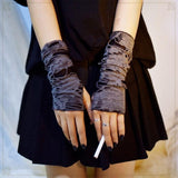 Gothic Fingerless Long Arm Warmer Gloves - Alt Style Clothing