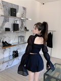 Gothic Sweet and Sexy Cropped Top - Puff Sleeve Shirt for Streetwear Fashion - Alt Style Clothing