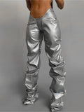 Shiny Low-Waisted Faux Leather Pants - Alt Style Clothing