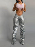 Shiny Low-Waisted Faux Leather Pants - Alt Style Clothing