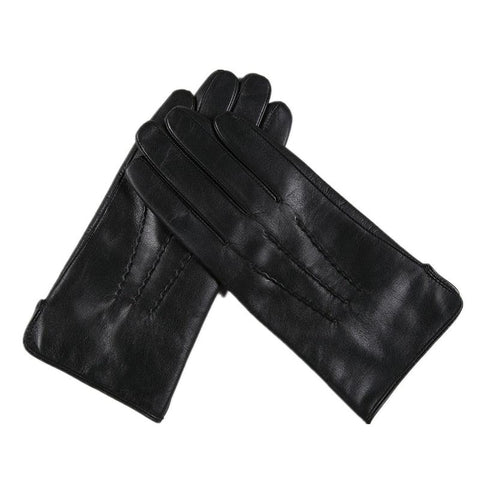 Real Black Goatskin Leather Gloves