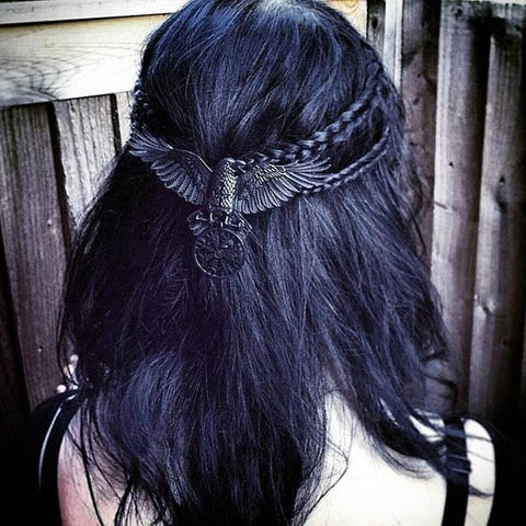 Unique Viking Black Oversized Crow Hair Clip