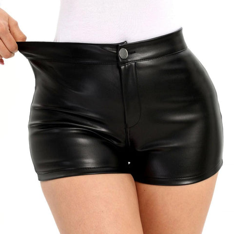 Faux Leather Goth High Waisted Shorts - Alt Style Clothing