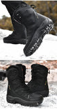 Winter Warm Plush Fur Waterproof Leather Snow Boots for Outdoor Work and Combat - Alt Style Clothing