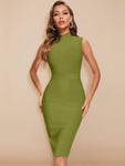 Stay Chic and Edgy with BEAUKEY Turtleneck Sleeveless Bandage Dress Split Maxi Dress - Alt Style Clothing