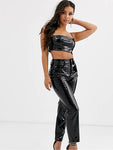 Shiny Patent Leather High-Waisted Pencil Pants - Alt Style Clothing