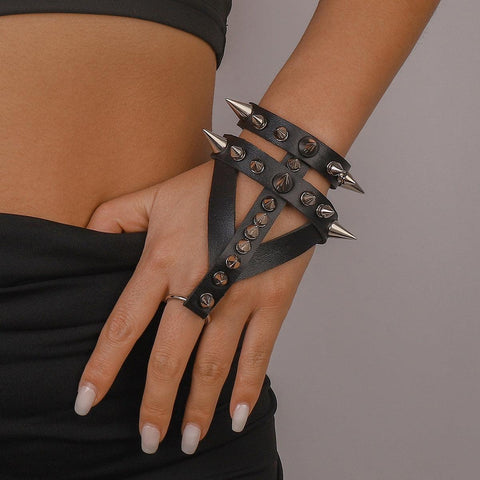 Punk Gothic Goth Rivet Wrap Bracelet