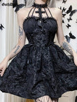 Gothic Emo Jacquard A-line Elegant Ruched Bandage Club Dress - Alt Style Clothing
