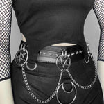 Gothic Faux Leather Bodycon Hot Shorts with Sexy Chain Belt - Dark Goth Style - Alt Style Clothing