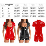 Unleash Your Dark Side with Our Sexy Wetlook Patent Leather High Collar Sleeveless Double Zipper Bodysuit - Alt Style Clothing