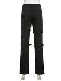 Cyber Punk Goth Baggy Jeans with Eyelet Buckle Detailing - Alt Style Clothing