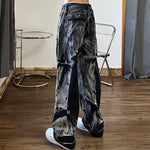 Baggy Jeans Women Tie Dye Washed Straight Wide Leg Pants High Waist - Alt Style Clothing