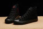 Flats Shoes All Black White Red Casual Shoes Canvas Shoes Lace-Up High Top - Alt Style Clothing