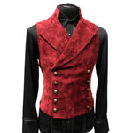 Double Breasted Slim-Fit Waistcoat for Men with Stand Collar - Vintage Steampunk