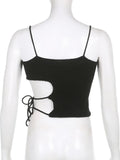 Backless Knitted Crop Top - Tie-Up and Cut-Out Design - Alt Style Clothing
