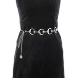 Gothic Moon Pendant Belt for Women's High Waist Fashion in Gold or Silver