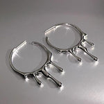 Gothic Silver Color Lava Drop Shape Irregular Big Hoop Earrings - Alt Style Clothing