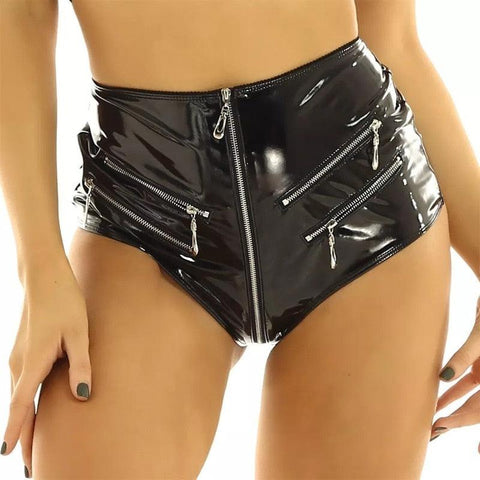 Sexy Faux Leather PVC Pants for Women - High-Waist with Zipper Detailing for Clubwear - Alt Style Clothing