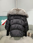 Super Warm Winter Jacket with Real Silver Fox Fur Collar and Knit Sleeves - Alt Style Clothing