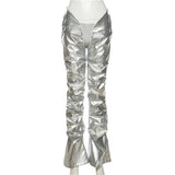 Shiny Low-Waisted Faux Leather Pants - Alt Style Clothing