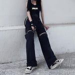 Deeptown Gothic Techwear Emo Black Cargo Pants