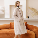 Plush Faux Rabbit Fur Coat with Loose Lapel - Alt Style Clothing