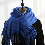Soft and Windproof Cashmere Scarf with Long Tassels - Alt Style Clothing