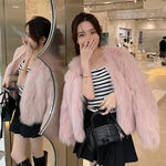 Luxury Collarless Short Faux Fur Coat with Elegant Thick Design - Alt Style Clothing