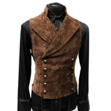Double Breasted Slim-Fit Waistcoat for Men with Stand Collar - Vintage Steampunk