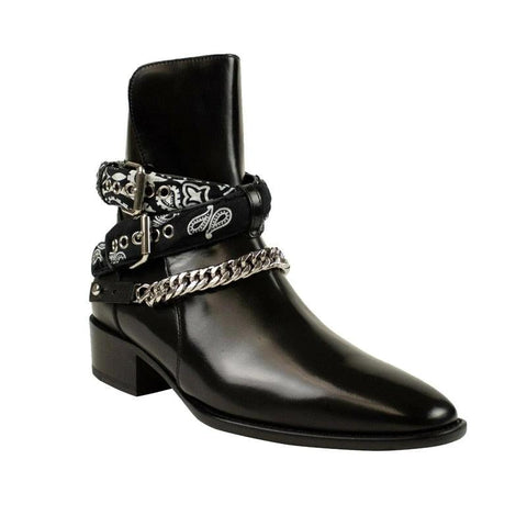 Buckle Strap Pointed Toe Handmade Ankle Boots