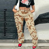 Make a Statement with our Camouflage Cargo Pants Big Pockets High Waist Camo Straight Trousers - Alt Style Clothing