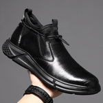 Concise Black Waterproof Work Boots for Men | Steel Toe, Indestructible, Handmade Microfiber - Alt Style Clothing