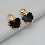 Make a Statement with Black Gothic Heart Earrings Big Resin Heavy Large Hammered Irregular Zinc Alloy - Alt Style Clothing
