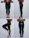 PU Leather Leggings with Elastic High Waist - Slim Pants - Alt Style Clothing