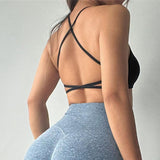 Cross Back Sport Bra Pleated Design Fitness Underwear - Alt Style Clothing