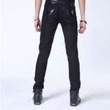 Punk Style Gothic Jeans with Chains - Multi-Zipper Pencil Pants