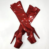 New Style 8-Inch Stripper Heels Platform Over-The-Knee Boots in Red for Pole Dancing - Alt Style Clothing