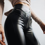 Gothic High-Waisted PU Leather Straight Pants - Perfect for a Bold and Edgy Look - Alt Style Clothing