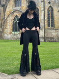 Vintage High-Waist Flare Pants with Sexy Black Lace Patchwork - Gothic Mall Style - Alt Style Clothing