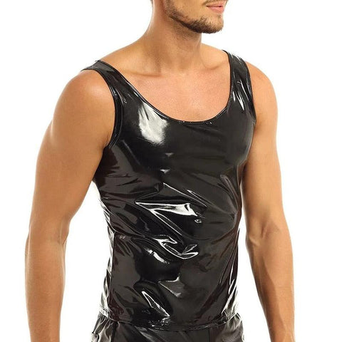 PVC Leather Tank Tops Sleeveless Shirt