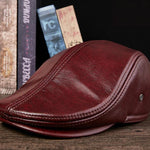 Real Leather Flat Cap - Duckbill Style Hat - Alt Style Clothing